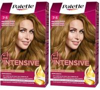 Schwarzkopf Palette Intensive Creme Color - Tono 7.5 cabello Rubio Dorado Caramelo - Coloración Permanente de Cuidado con Aceite de Marula - Óptima cobertura de canas - Color duradero hasta 8 semanas