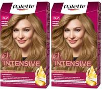Schwarzkopf Palette Intensive Creme Color - Tono 8.2 cabello Rubio Beige - Coloración Permanente de Cuidado con Aceite de Marula - Óptima cobertura de canas - Color duradero hasta 8 semanas