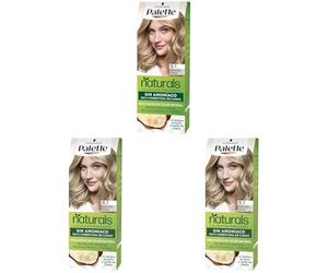 Schwarzkopf Palette Naturals Color Creme - Tono 8.1 cabello Rubio Claro Helado - Coloración Permanente - Óptima cobertura de canas - Colores naturales (Paquete de 3)