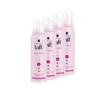 Schwarzkopf TAFT Espuma fijadora de rizos (4 x 150 ml), grado de retención 3, espuma para el cabello para rizos duraderos, fórmula vegana *