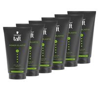 Schwarzkopf TAFT Gel Power Elastic (6 x 150 ml), gel para el cabello para hasta 48 horas de fuerte sujeción, suave para el cabello y el cuero cabelludo, vegano, gel de peinado