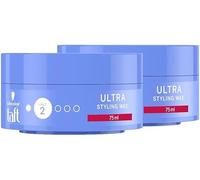 Schwarzkopf Taft Ultra Styling Wax (2 x 75 ml), cera para el cabello para hasta 24 horas de control de peinados flexibles, suave para el cabello y el cuero cabelludo, cera vegana para peinar el