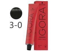 Schwarzkopf - Tinte Permanente Igora Royal 3-0 Castaño Oscuro Natural 60 ml