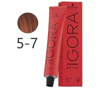 Schwarzkopf Professional IGORA ROYAL Permanent Color Creme 5-7 Tubo de cobre marrón claro 60 ml