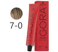 Schwarzkopf - Tinte Permanente Igora Royal 7-0 Rubio Medio Natural 60 ml