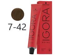 Schwarzkopf - Tinte Permanente Igora Royal 7-42 Rubio Medio Beige Humo 60 ml