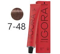 Schwarzkopf - Tinte Permanente Igora Royal 7-48 Rubio Medio Beige Rojo 60 ml