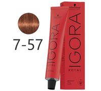 Schwarzkopf - Tinte Permanente Igora Royal 7-57 Rubio Medio Dorado Cobrizo 60 ml