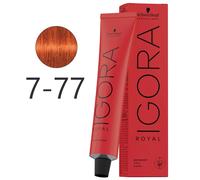 Schwarzkopf - Tinte Permanente Igora Royal 7-77 Rubio Medio Cobrizo Intenso 60 ml