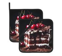 Schwarzwälder Kirschtorte - Juego de dos soportes cuadrados para ollas (20 x 20 cm), telas de calidad, antiquemaduras y fáciles de limpiar