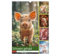 Schwein gehabt (Wandkalender 2026 DIN A3 hoch), CALVENDO Monatskalender: Lass dich täglich von den kleinen rosa Glücksbringern inspirieren und finde jeden Tag einen Grund zum Lächeln.