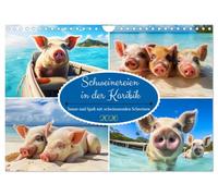 Schweinereien in der Karibik. Sonne und Spaß mit schwimmenden Schweinen (Wandkalender 2026 DIN A4 quer), CALVENDO Monatskalender: Ein Jahr voller Freude mit dem schwimmenden Borstenvieh!