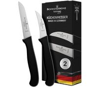 Schwertkrone 2 cuchillos para fruta y verdura curva y recta cuchilla madera ergonomico pelador - Cuchillo Mondador, Acero Inoxidable