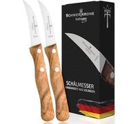 Schwertkrone 2 cuchillos para fruta y verdura madera de olivo pelador - Cuchillo Mondador, Acero Inoxidable