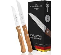 Schwertkrone 2 cuchillos para fruta y verdura madera de olivo pelador - Cuchillos Mondadores, Acero Inoxidable