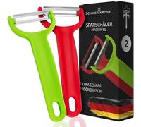 Schwertkrone 2 peladores universales de acero inoxidable, pelador de patatas, espárragos, fruta, paquete doble, rojo/verde