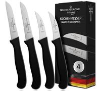 Schwertkrone 4 cuchillos para fruta y verdura curva cuchilla madera ergonomico pelador - Cuchillo Mondador, Acero Inoxidable