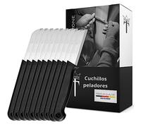 Schwertkrone Juego de 10 cuchillos peladores [fabricado en SOLINGEN - Alemania] - Cuchillo de cocina pequeño afilado - Cuchillo pelador de patatas - Cuchillo multiusos (10 x negro - hoja de 6 cm)