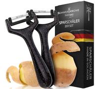 Schwertkrone Juego de 2 peladores de patatas y verduras, pelador de espárragos, pelador de pepinos, mano derecha e izquierda