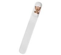 SCHWERTKRONE® Lima de uñas para bebé de cristal bohemio, lima de cristal suave para recién nacidos y niños pequeños, grano fino por ambos lados, diseño de oso en 3D, higiénico