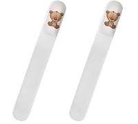 SCHWERTKRONE® Lima de uñas para bebé de cristal bohemio, lima de cristal suave para recién nacidos y niños pequeños, grano fino por ambos lados, diseño de oso en 3D, higiénico (Paquete de 2)
