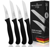 Schwertkrone® Set de Cuchillos de Cocina 4x [HECHO EN ALEMANIA] - Cuchillo Peladore Curvo y Cuchillo Recto para Frutas y Verduras - Cuchillo Afilado - Cuchillo para Verduras - Hoja Rígida - Cuchillos