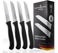 Schwertkrone Solingen - Juego de 4 cuchillos de cocina rectos verduras, afilados, cuchillo de pelar, cuchillo multiusos, acero inoxidable