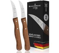 Schwertkrone Solingen - Juego de cuchillos de cocina con mango de madera de haya, curvados, afilados, cuchillo de cocina para pelar, cuchillo multiusos, acero inoxidable madera,