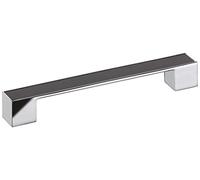 Schwinn 2Z040 - Asa para Mueble, Distancia Entre Orificios de 160 mm, con decoración de Piel, Cromo, Color Negro