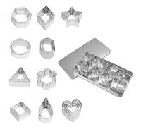 SCHYIDA 30 Piezas Moldes para Galletas de Acero Inoxidable de 10 Formas y 3 Tamaños Mini Cortadores de Galletas de Corazón Estrella Flor Gota Corta Pasta para Galletas Fondant Cookies Manualidades