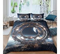 sci-fi futuristic Funda Edredon 3 Piezas Compuesto Impresión 3D Cierre de sci-fi futuristic diseño Funda de Edredón Funda de Almohada a Juego Lavables Transpirable for Adolescentes Double（200x200cm）