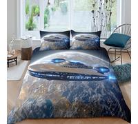 Sci-fi Futuristic Funda Edredon Microfibra Juego de Ropa de Cama de 3 Piezas Impresión 3D Cierre de Sci-fi Futuristic Funda de Edredón Funda de Almohada a Juego Suave for Adolescentes （135x200cm）