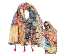 Sciarpa Di Cotone Leggero - Scialle Di Stampa Boho 70 x 180 cm, Avvolgimento Vintage Morbido, Sciarpa Elegante Traspirante per Abbigliamento per Tutte Le Stagioni | Viaggia Una Spiaggia Di Di M