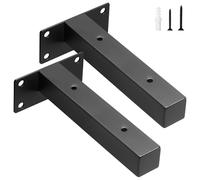 scicent 2 Piezas Soporte Estanteria Pared Hueco Metalico, Escuadras Metalicas para Estanterias, Soporte Baldas Pared Resistente, Diseño Ligero y Moderno, Incluye Tornillos (Negro 15 cm)
