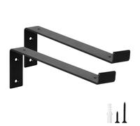 scicent 2 Piezas Soporte Estanteria Pared Metalico con Labios, Escuadras para Estanterias Resistentes, Soporte Baldas Pared, Escuadras Metalicas Negras con Tornillos para Estantes (30 cm)