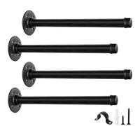 scicent 4 Piezas Soporte Estanteria Pared Tubular Metalico, Escuadras para Estanterias Tipo Barra, Soporte Baldas Pared Resistente, Diseño Minimalista, Incluye Tornillos (Negro 30 cm)