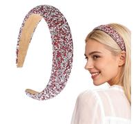 scicent Diadema ancha para novia, banda elástica, tela antideslizante, gruesa, acolchada, estilo retro, boda, novia, festival, accesorios para el cabello D254-39