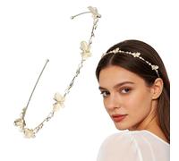 scicent Diadema ancha para novia, banda elástica, tela antideslizante, gruesa, acolchada, estilo retro, boda, novia, festival, accesorios para el cabello D021-13