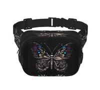 Science Butterfly - Riñonera cuadrada de doble capa, unisex, para correr, viajar, senderismo, fitness, color negro, talla única, Negro, One Size