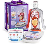 Science Can Modelo de cuerpo humano para niños, modelo interactivo que habla de anatomía humana - Kit de montaje anatómico realista de 28 cm, 15 piezas extraíbles y guía (francés no garantizado)