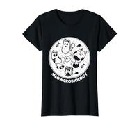 Science Cat Meowcrobiology Camiseta gráfica económica, Mujer, Negro, L