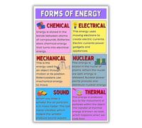 Science Classroom Poster Forms of Energy Educational Physics Chart for Middle School High School Learning Wall Art(Unframed,16x24inch(40x60cm))