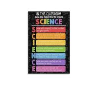 Science Classroom Posters Set - Periodic Table, Famous Scientists & Welcome Sign for Middle School Lab Decor(Framed,16x24inch(40x60cm))