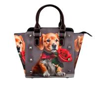 Science Fiction Future - Bolso de hombro con asa superior para mujer, con remaches, tamaño mediano, Perro parecido a un caballero, One Size