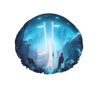 Science Fiction Future - Gorro de ducha de doble capa para mujer, reutilizable, diseño de gran tamaño adecuado para todas las longitudes de cabello, adecuado para niñas, spa y salón en casa.