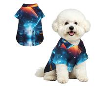 Science Fiction Future M - Camisa hawaiana para perros pequeños, bonito traje de playa de verano para cachorros, ropa suave y transpirable para gatos con botones