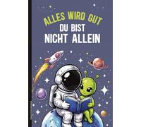 Science Fiction Geschenk: Notizbuch A5 liniert Motiv Astronaut mit kleinen grünen Männchen im Weltraum Geschenk für Fans von Aliens und Sci Fi Fantasy Notizheft als Tagebuch und Schreibheft