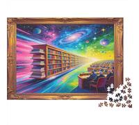 Science Fiction Library Puzzle de 1000 Piezas para Adultos Papel Escena Cósmica Estrellada Aprendizaje Concentración Familia Decoración para el Hogar Regalo 70x50cm/1000pcs