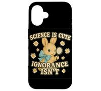 Science Is Cute Ignorance Isn'T Funny Rabbit Retro Design Carcasa para iPhone 16