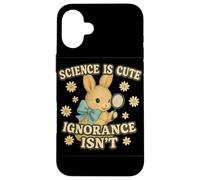 Science Is Cute Ignorance Isn'T Funny Rabbit Retro Design Carcasa para iPhone 16 Plus